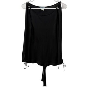 Urchin Black 100% Silk Cold Shoulder Knit Top Rhinestone Detail Small Y2K